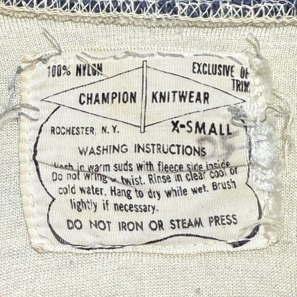 Vintage 1960s Champion Knitwear Mansfield YMCA Varsity Jacket XS White & Navy - Picture 6 of 15